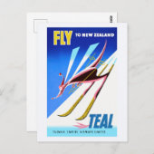 ニュージーランドヴィンテージ旅行ポスターへ飛ぶ ポストカード (正面/裏面)
