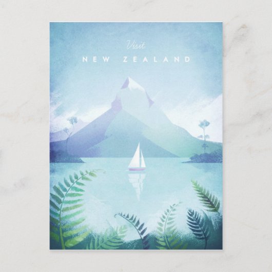 ニュージーランドヴィンテージ旅行ポスター – アートポストカード ポストカード (正面)