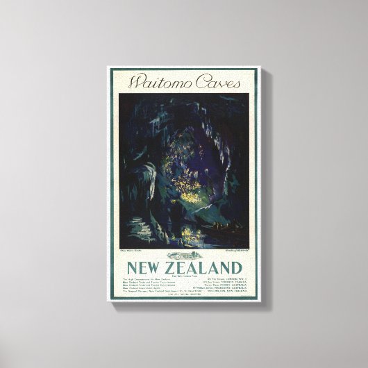 ニュージーランドヴィンテージ旅行ポスター キャンバスプリント (正面)