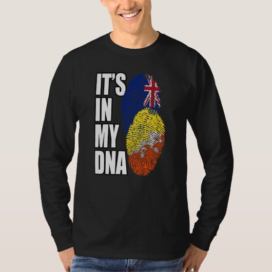 ニュージーランド人とブータン人のミックスDNAフラッグヘリテージ Tシャツ (正面)