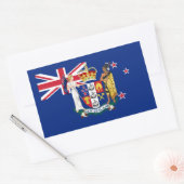 ニュージーランド国旗とコート・オブ・アームズ 長方形シール (封筒)