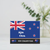 ニュージーランド国旗とニュージーランド旅行、休日/スポーツ ポストカード (スタンド正面)
