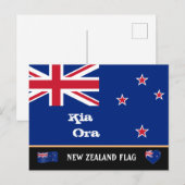 ニュージーランド国旗とニュージーランド旅行、休日/スポーツ ポストカード (正面/裏面)