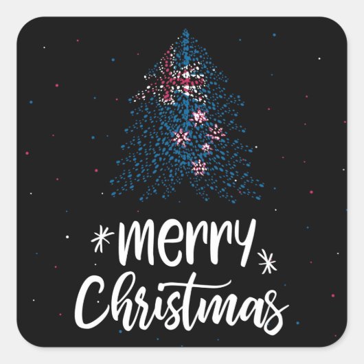 ニュージーランド国旗とメリークリスマス スクエアシール (正面)
