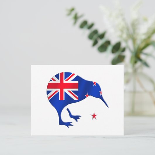 ニュージーランド国旗のサッカーフットボールのギフト ポストカード (スタンド正面)