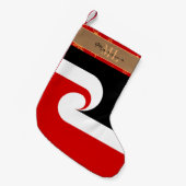 ニュージーランド国旗のストッキング、マオリ国旗、波/サーフ スモールクリスマスストッキング (正面 (吊り時))