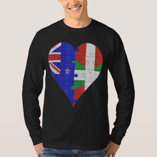 ニュージーランド国旗のハート Tシャツ (正面)