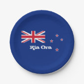 ニュージーランド国旗のパーティープレート、スポーツ/ラグビーファン ペーパープレート (正面)