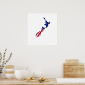 ニュージーランド国旗のマップ(フルサイズ) ポスター (キッチン)