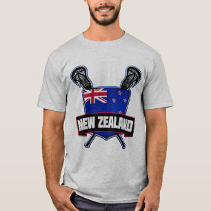 ニュージーランド国旗のラクロスロゴ(バックプリント付き) Tシャツ