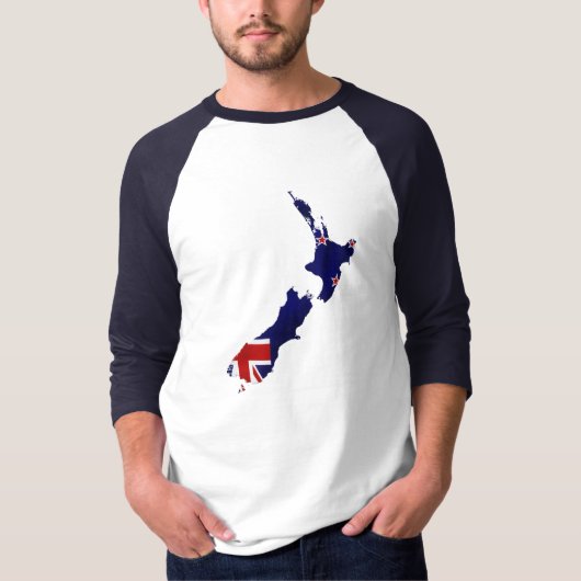 ニュージーランド国旗の地図シャツ Tシャツ (正面)