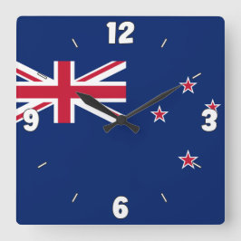 ニュージーランド国旗の愛国心 スクエア壁時計
