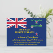 ニュージーランド国旗を掲げたベビーシャワー招待状 招待状 (スタンド正面)