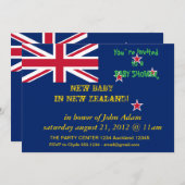 ニュージーランド国旗を掲げたベビーシャワー招待状 招待状 (正面/裏面)