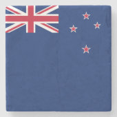 ニュージーランド国旗を掲げた愛国的な石コースター ストーンコースター (正面)