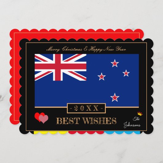 ニュージーランド国旗祝い(&H)新年/最高の希望キウィ シーズンカード (正面/裏面)