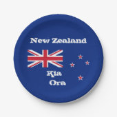 ニュージーランド国旗&キアオラ、パーティー、スポーツ/ラグビー ペーパープレート (正面)