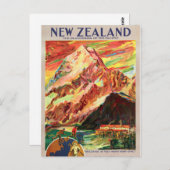 ニュージーランド山調理師ヴィンテージ旅行ポスター ポストカード (正面/裏面)
