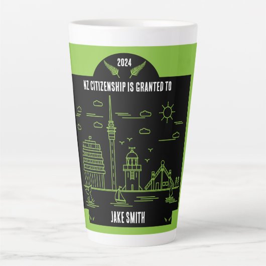ニュージーランド市民権お祝いギフト カフェラテマグ (正面)