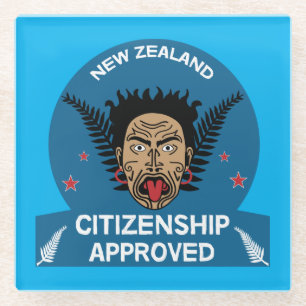 ニュージーランド市民権ギフト  新しい市民   Kiwi ガラスコースター