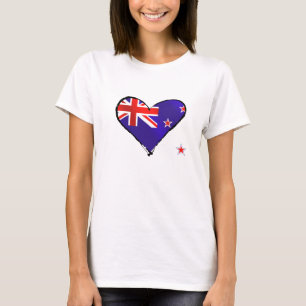 ニュージーランド愛ハートの旗のギフト Tシャツ