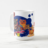 ニュージーランド文化ネコのアート「Paws of Aotearoa」 コーヒーマグカップ (正面左)