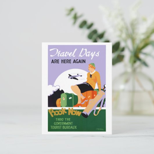 ニュージーランド旅行日ヴィンテージ旅行ポスター ポストカード (スタンド正面)