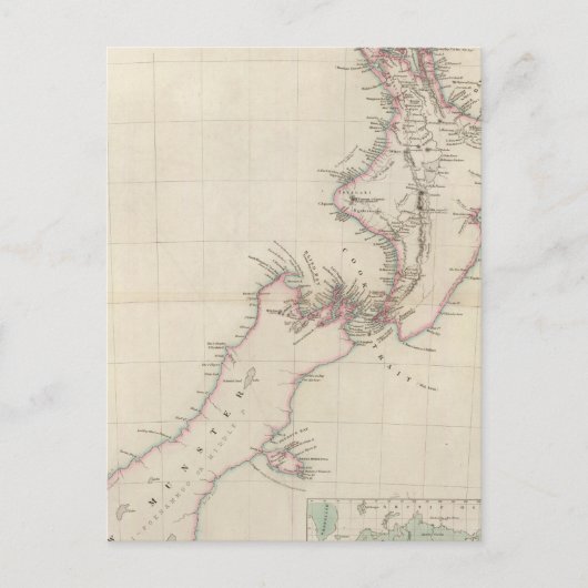 ニュージーランド植民地の地図 ポストカード (正面)