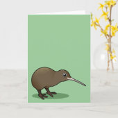 ニュージーランド産かわいい茶色のキウイ カード (黄色い花)