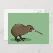 ニュージーランド産かわいい茶色のキウイ ポストカード (正面/裏面)