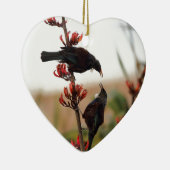 ニュージーランド産の亜麻のブッシュにトイ鳥 セラミックオーナメント (右)