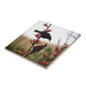 ニュージーランド産の亜麻のブッシュにトイ鳥 タイル (側面)