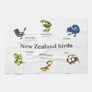 ニュージーランド産の鳥類6羽 キッチンタオル