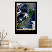 ニュージーランド衛星ポスターマップ ポスター (キッチン)