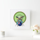 ニュージーランド音楽キウイドラム スクエア壁時計 (ホーム)