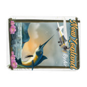 ニュージーランド魚釣り旅行ポスター マグネット (横)