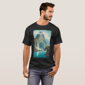 ニュージーランド イラスト 旅行 アート ヴィンテージ Tシャツ (正面フル)