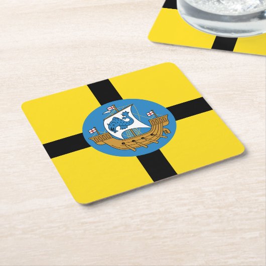 ニュージーランド・ウェリントン州旗 スクエアペーパーコースター (アングル)