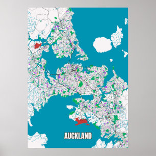 ニュージーランド,オークランドの市地図 ポスター