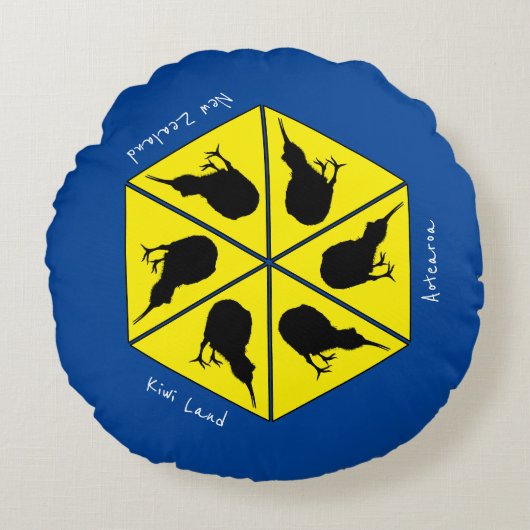 ニュージーランド、キウィバードアオテアロア諸島 ラウンドクッション (正面)