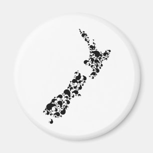 ニュージーランド – キウイでいっぱい – 黒 マグネット