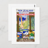 ニュージーランド・クリスティチャーチ・ヴィンテージのポスター復元 ポストカード (正面/裏面)