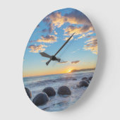 ニュージーランド、サウスアイランド、モエラキ大きい石 ラージ壁時計 (傾斜)