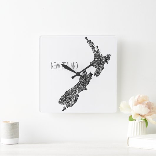 ニュージーランド スクエア壁時計 (ホーム)