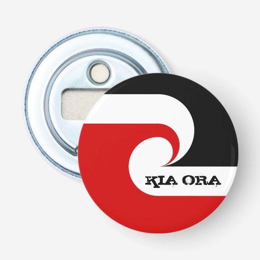 ニュージーランド/スポーツ、ラグビー、キアオラとマオリ国旗 栓抜き (正面)