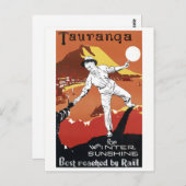 ニュージーランド・タウランガ・ヴィンテージのポスター復元 ポストカード (正面/裏面)