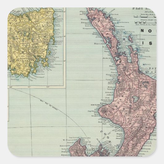 ニュージーランド、タスマニア、フィジー スクエアシール (正面)