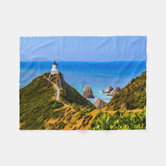 ニュージーランド，ニュージーランドポイント灯台 フリースブランケット (正面(横))