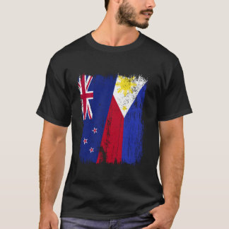 ニュージーランド フィリピン ハーフ フラグ ニュージーランド フィリピン人 Tシャツ