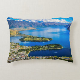 ニュージーランド、ボブのピークからクイーンズタウンを表示 アクセントクッション
